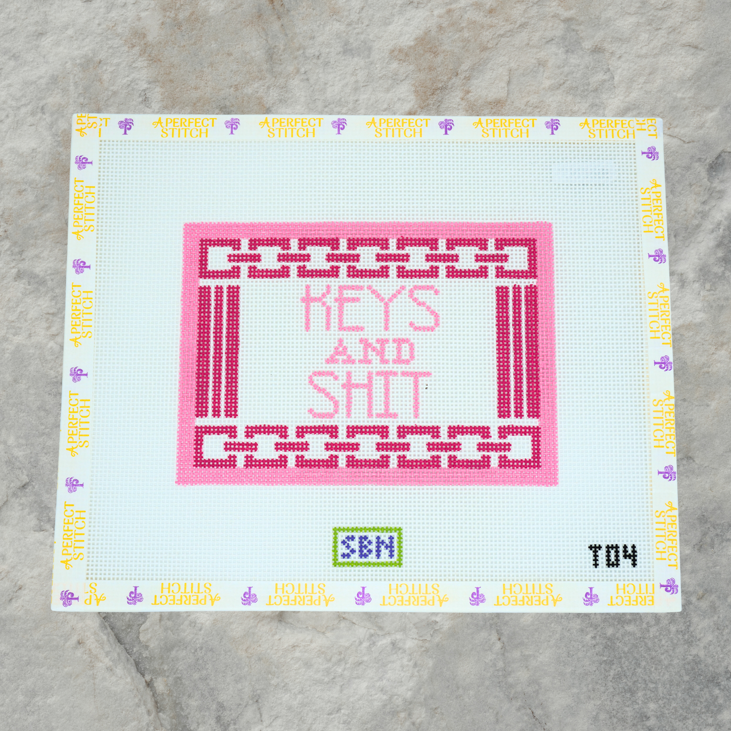 Susan Battle Needlepoint | T04 Keys and Shit | Canvas