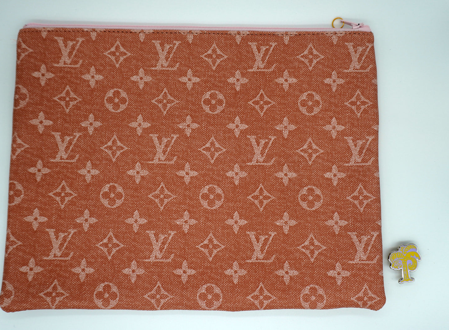 Voila | Designer Logo Clutch | Louis Vuitton Orange | Self- Finishing