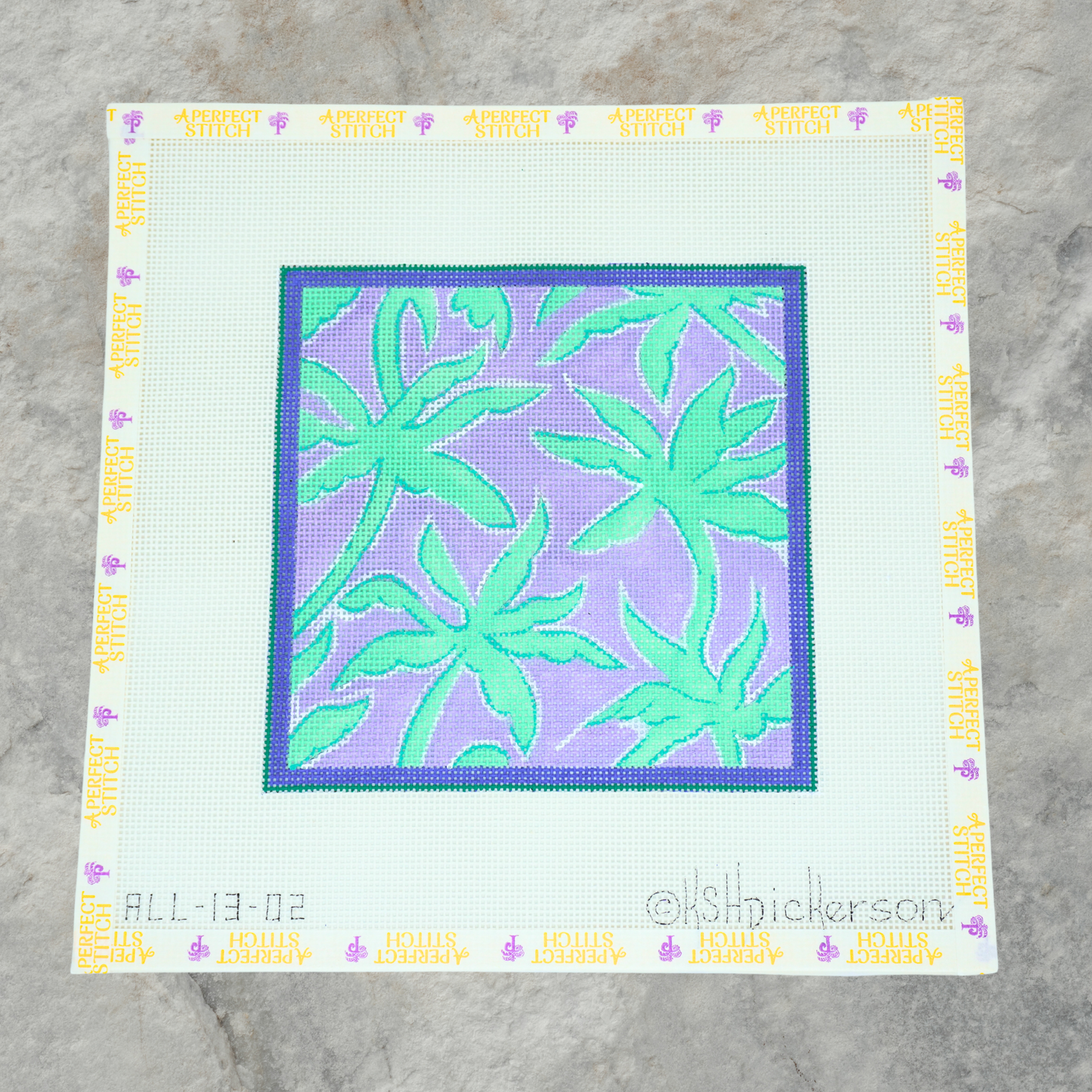Kate Dickerson | ALL13-02 Purple and Green Palm Trees | Canvas