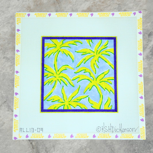 Kate Dickerson | ALL13-09 Blue Yellow and Green Palm Trees | Canvas