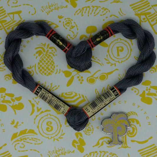 DMC 5 Pearl Cotton | 317 Metallic Steel | Thread