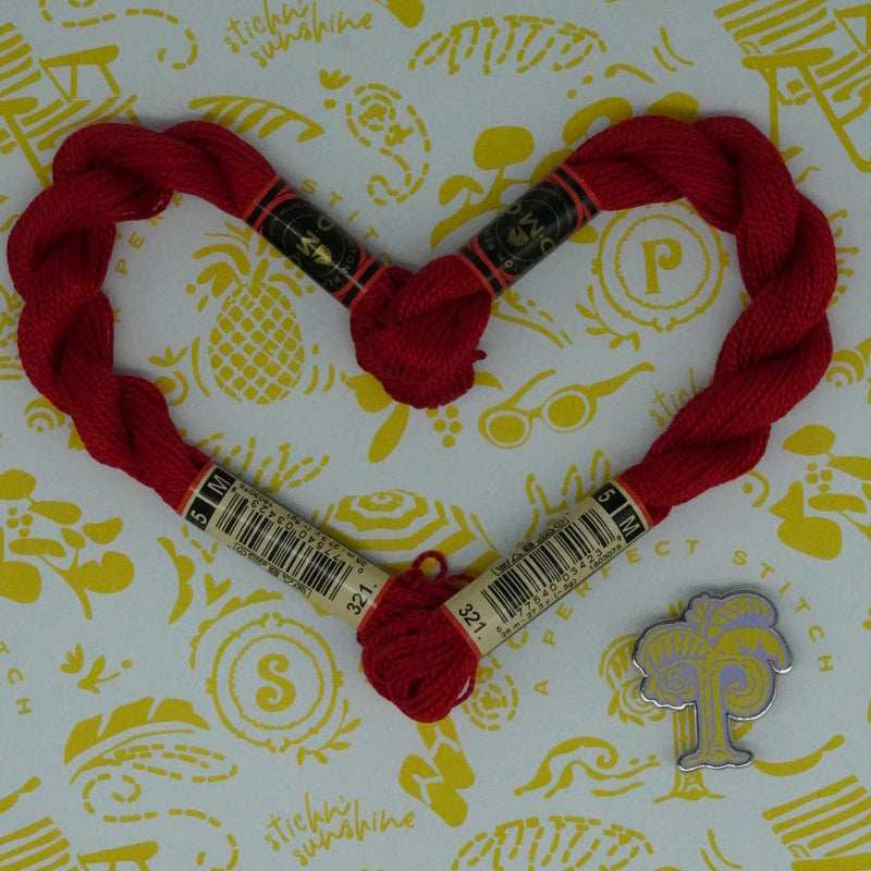 DMC 5 Pearl Cotton | 321 Metallic Carmine Red | Thread