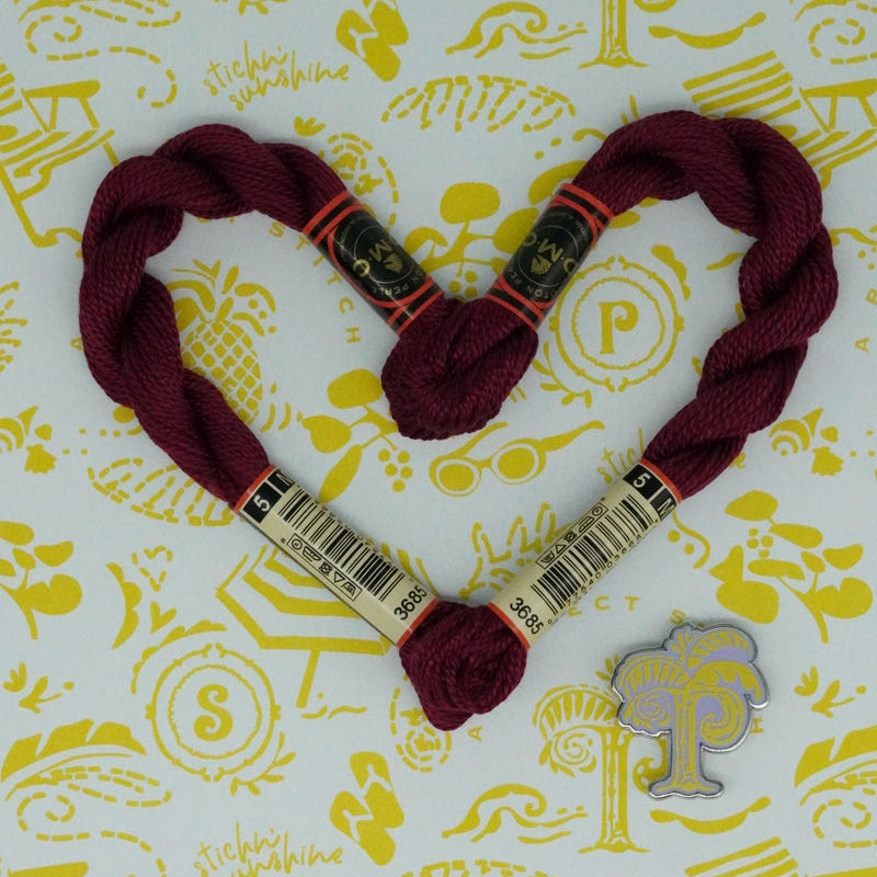 DMC 5 Pearl Cotton | 3685 Metallic Bramble | Thread