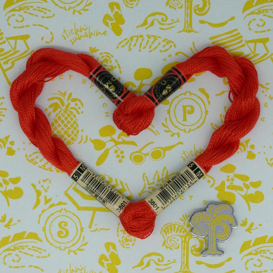 DMC 5 Pearl Cotton | 3801 Tulip Red | Thread