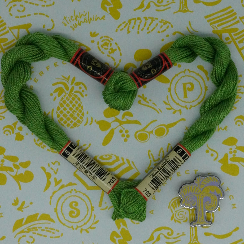 DMC 5 Pearl Cotton | 703 Metallic Spring Green | Thread
