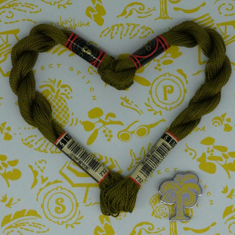 DMC 5 Pearl Cotton | 732 Light Bronzed Green | Thread