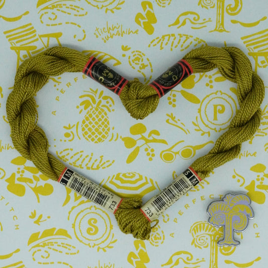 DMC 5 Pearl Cotton | 733 Golden Green | Thread