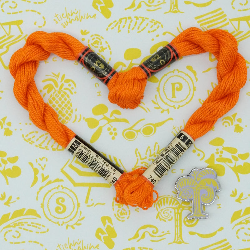 DMC 5 Pearl Cotton | 740 Orange Papaya | Thread