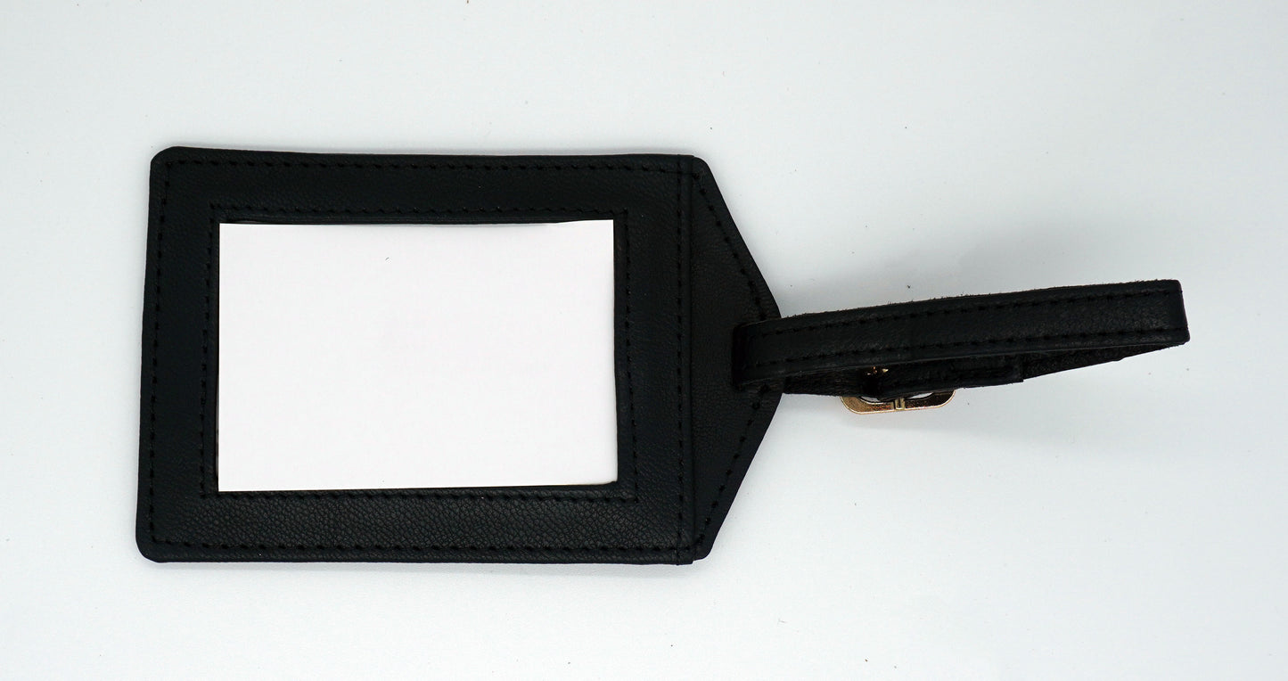 Tilli Tomas | Leather Luggage Tag | Black | Self- Finishing
