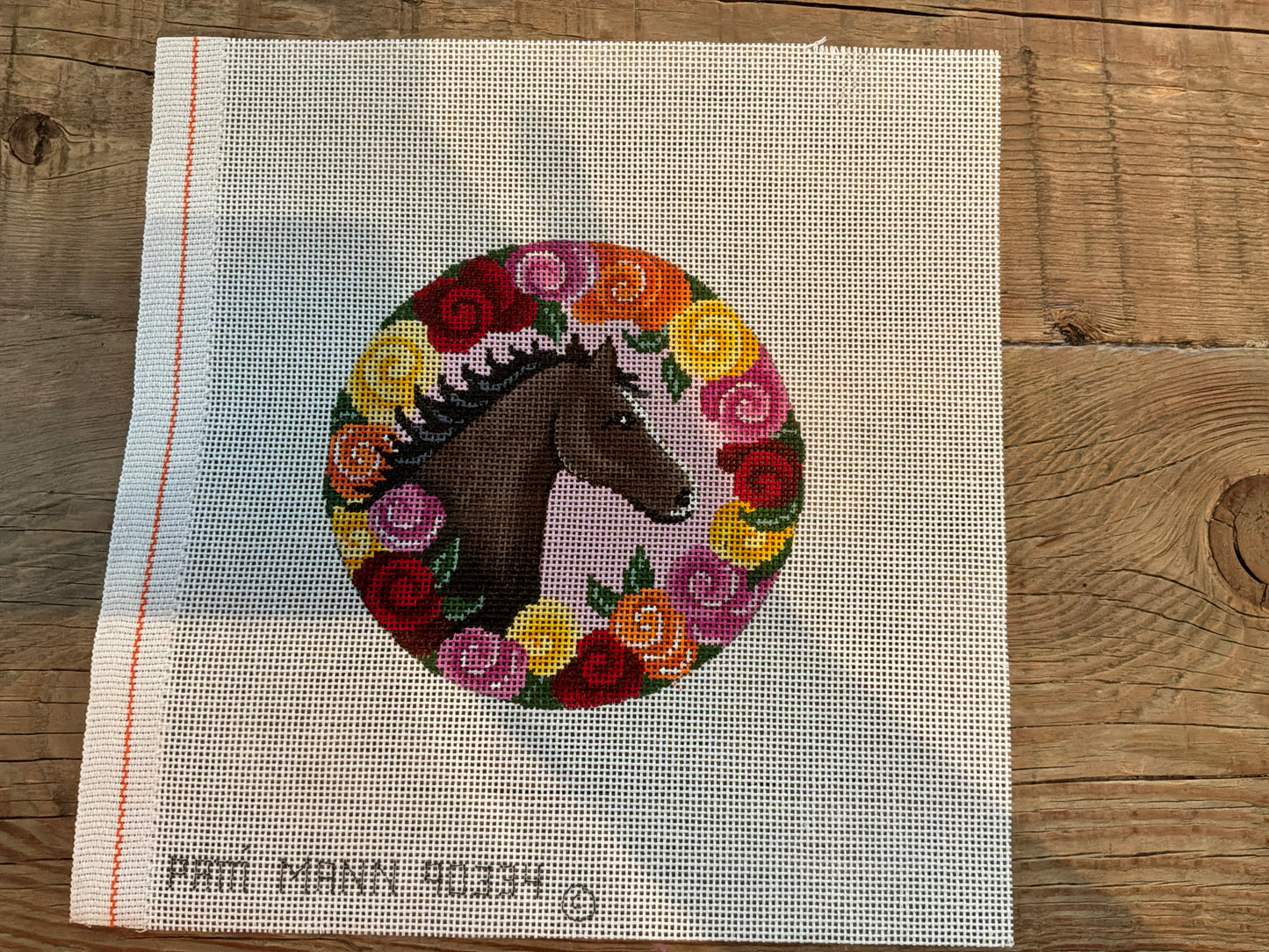 Patti Mann | 40334 Horse with Floral Ornament | Canvas