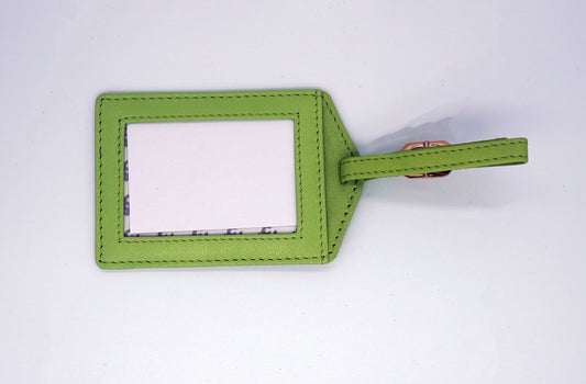 Tilli Tomas | Leather Luggage Tag | Lime | Self- Finishing