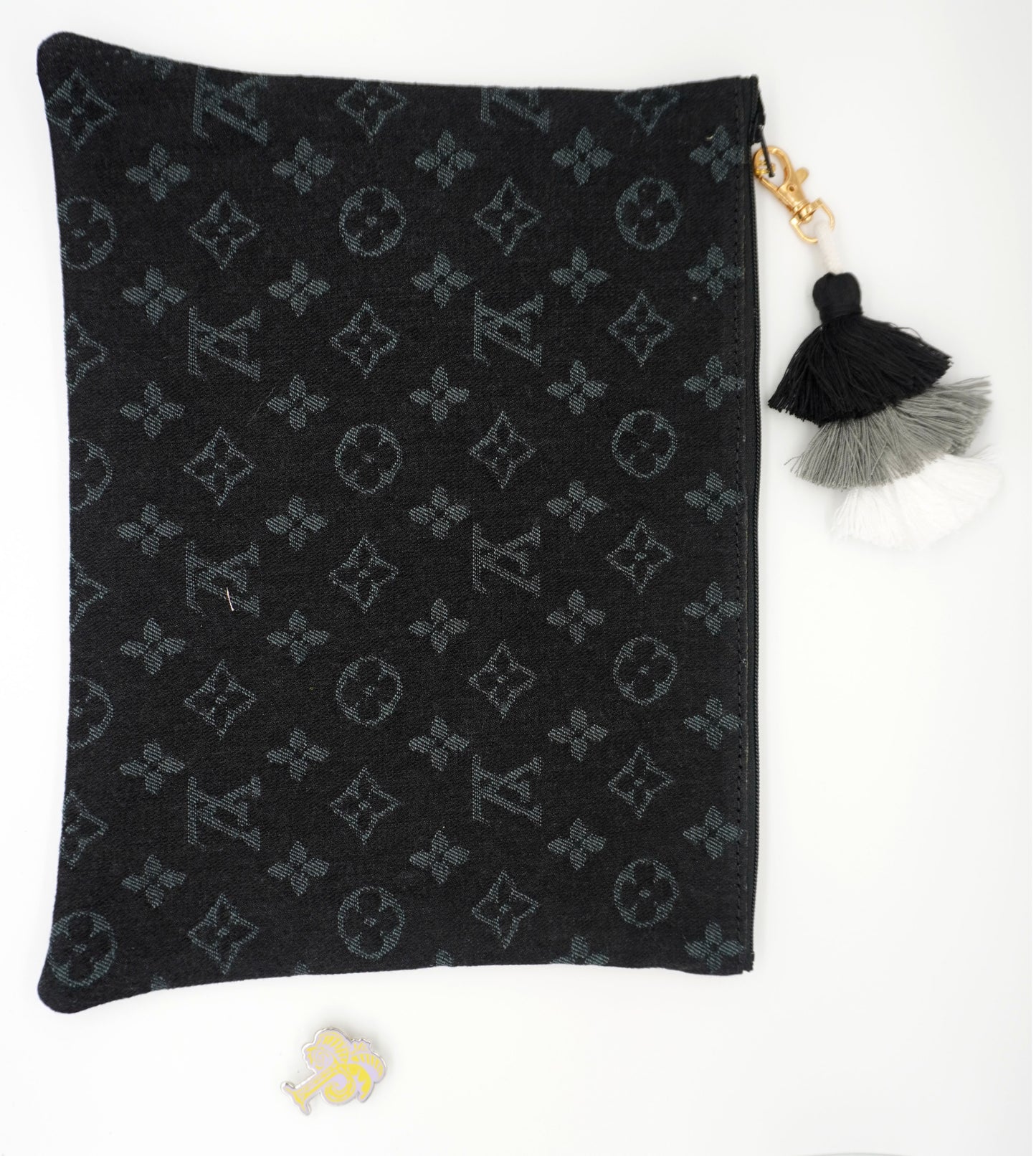 Voila | Designer Logo Clutch | Louis Vuitton Black | Self- Finishing