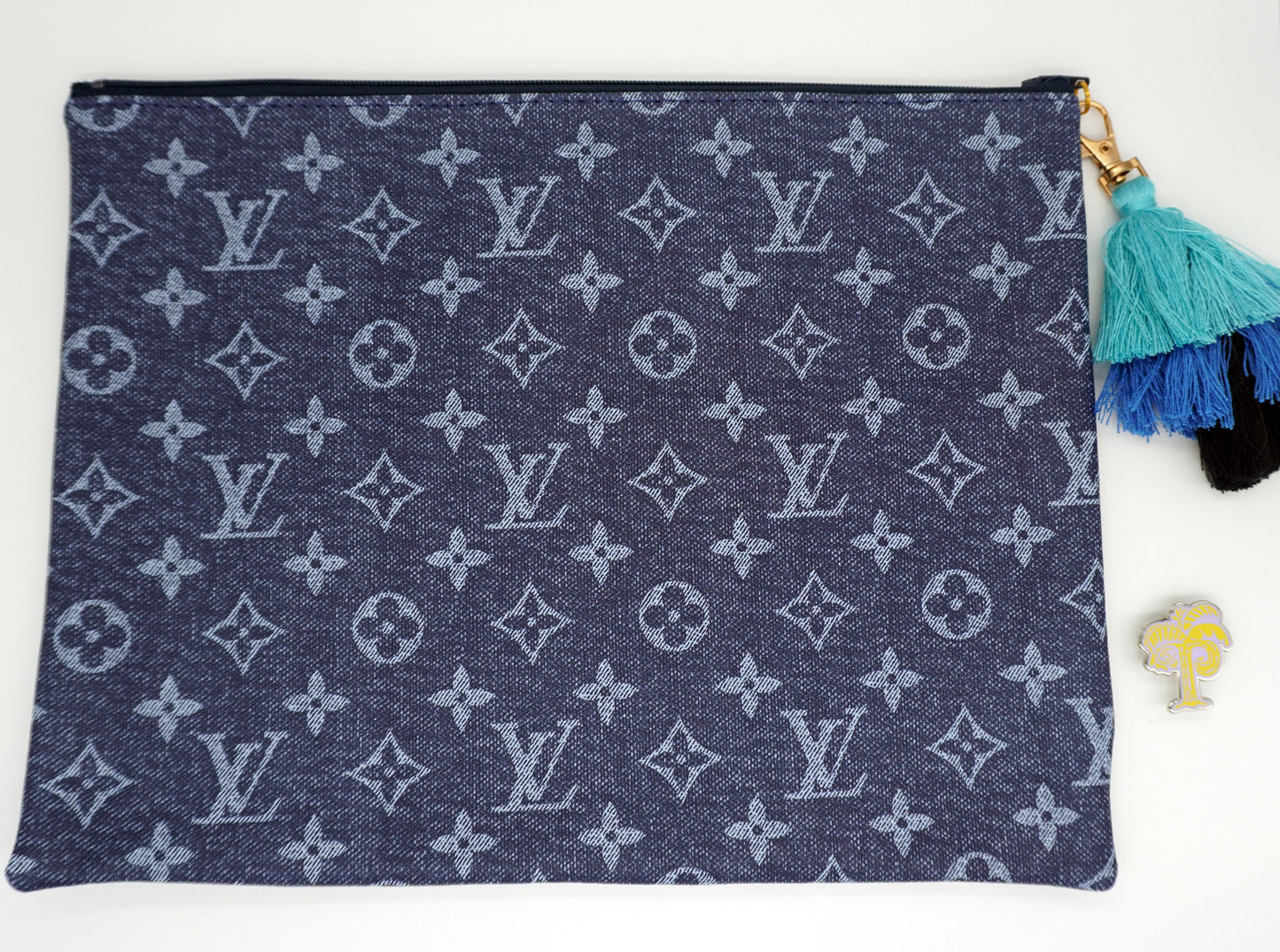 Voila | Designer Logo Clutch | Louis Vuitton Vinyl Blue | Self- Finishing